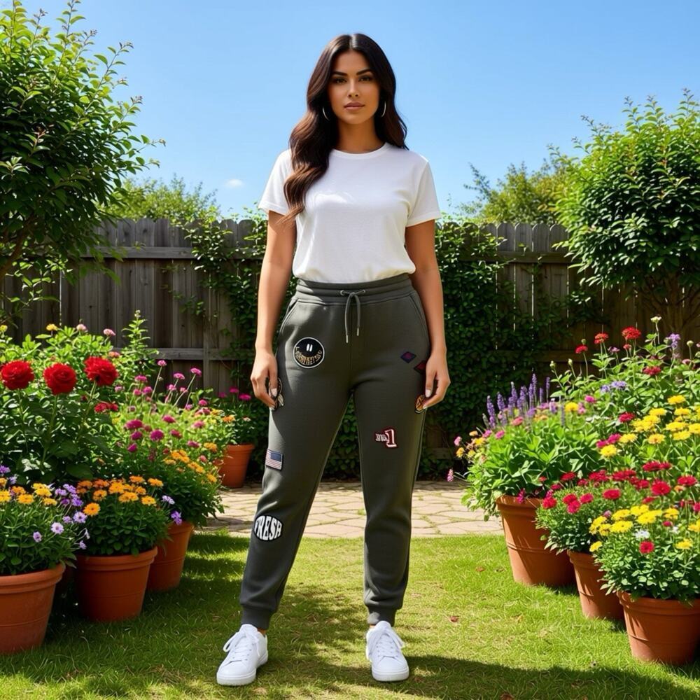 AmericanRag HighWaist Sweatpants Joggers Embroidery UnisexGray L PullOn Punk Y2K
